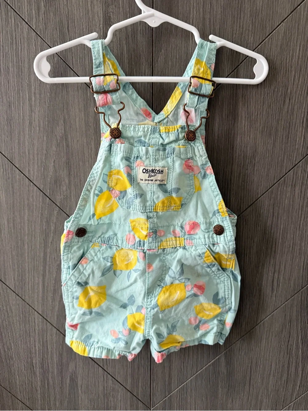 OshKosh B'gosh Blue Lemon & Pink Floral Shortalls